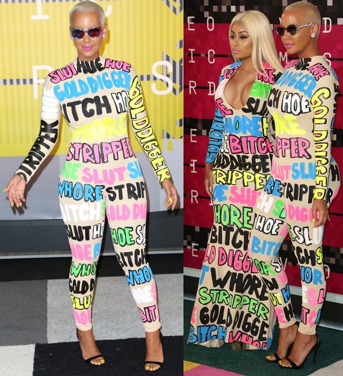 Amber Rose and Blac Chyna pose in matching provocative outfits