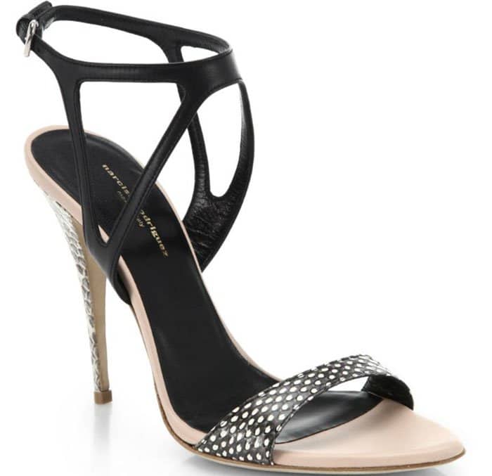 Narciso Rodriguez Carolyn Sandals Snake Embossed Leather Sandals