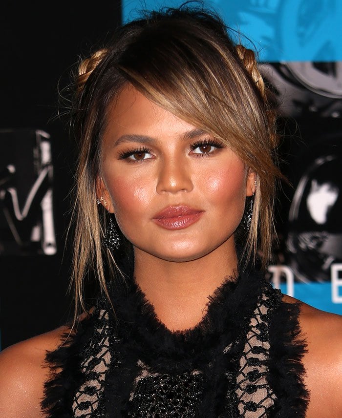 Chrissy Teigen's black crystal drop earrings