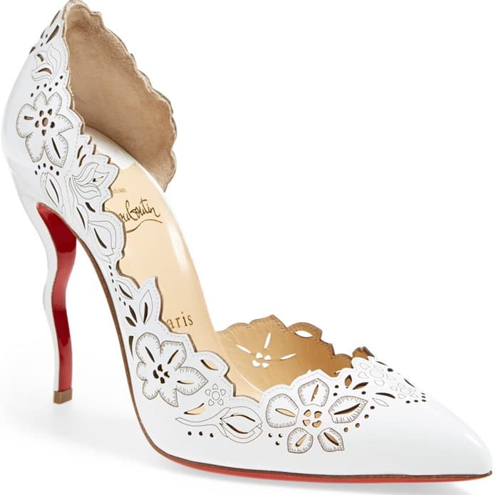 Christian Louboutin White Beloved Laser-Cut Leather Pumps