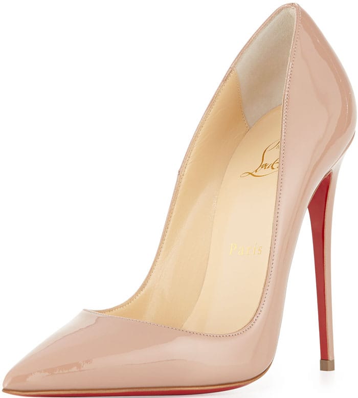 Christian Louboutin So Kate Patent Red Sole Pump in Nude