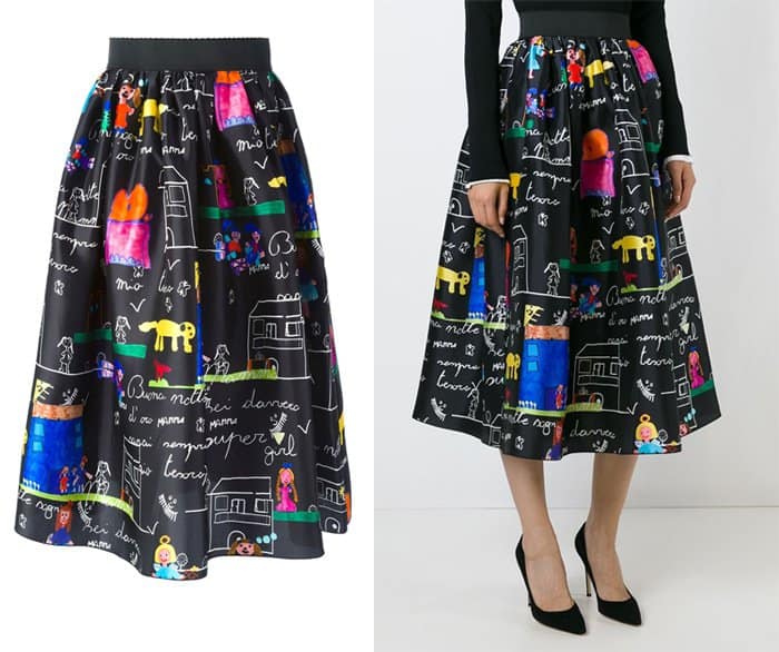 Dolce & Gabbana Drawings Print Voluminous Skirt
