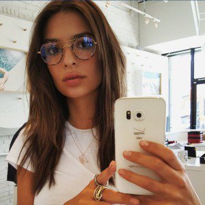 Emily Ratajkowski Debuts Tortoiseshell Glasses With Suede Derby Shoes