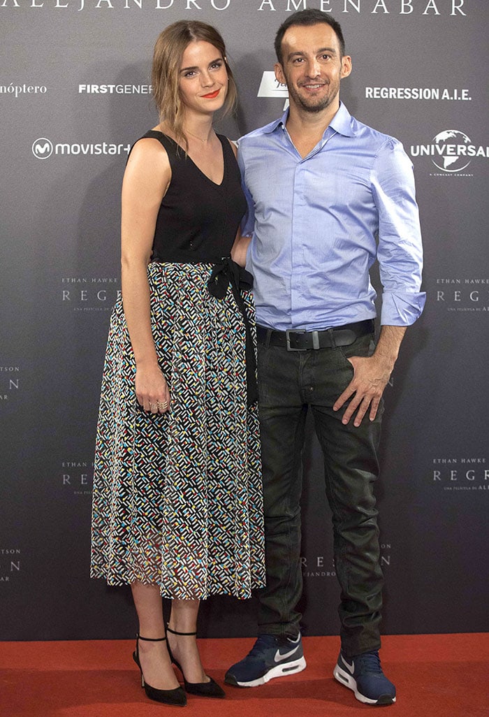 Emma Watson and Alejandro Amenábar at the photocall for "Regression"