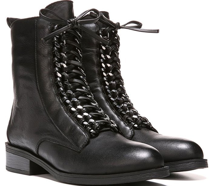 Fergie Nemo Lace-Up Chain-Detail Military Boots