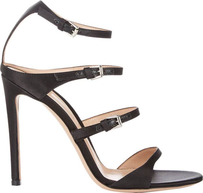 Gianvito Rossi Carey Triple-Strap Sandals Black Satin