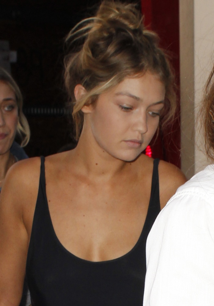 Model Gigi Hadid arrives at Taylor Swift's "1989" concert at Staples Center