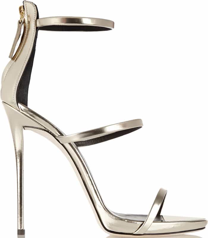 Giuseppe Zanotti "Coline" Strappy Sandals Metallic Pale Gold