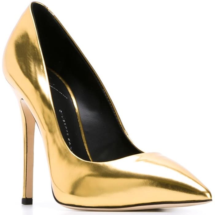 Giuseppe Zanotti 'Yvette' Metallic-Gold-Leather Pointy-Toe Pumps