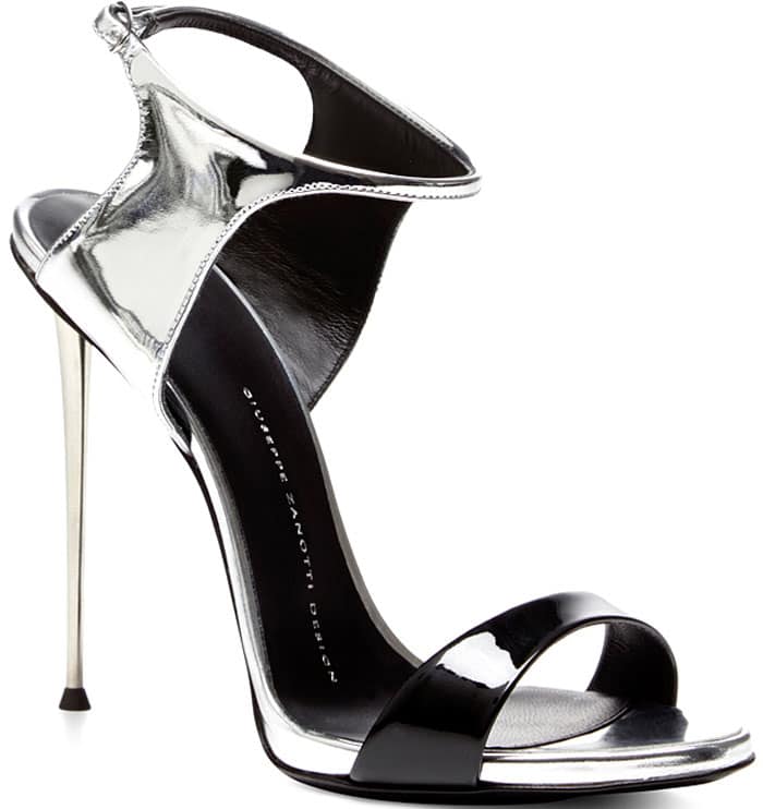 Giuseppe Zanotti Black and Silver Sandal with Metal Heel