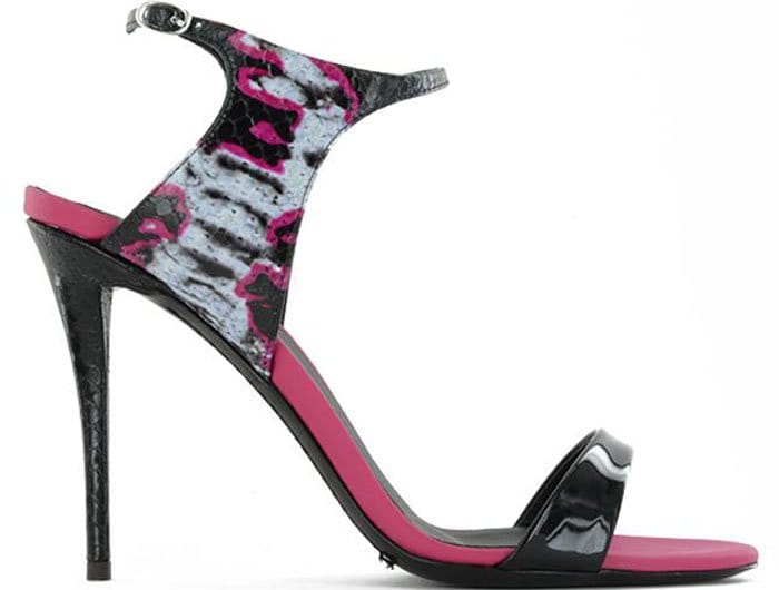 Giuseppe Zanotti Ankle-Strap Sandals Snakeskin Pink Black