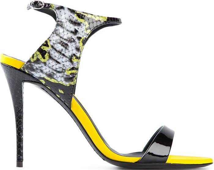 Giuseppe Zanotti Ankle-Strap Sandals Snakeskin Yellow Black