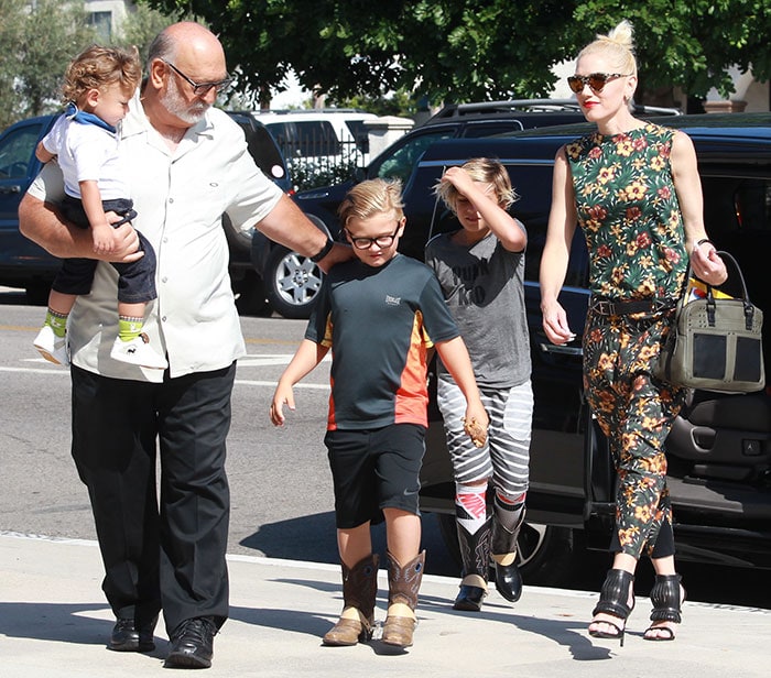 Gwen Stefani attends church service with her sons and parents