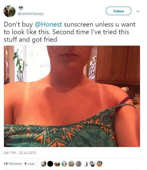 Another customer complains about ineffective sunscreen from The Honest Company