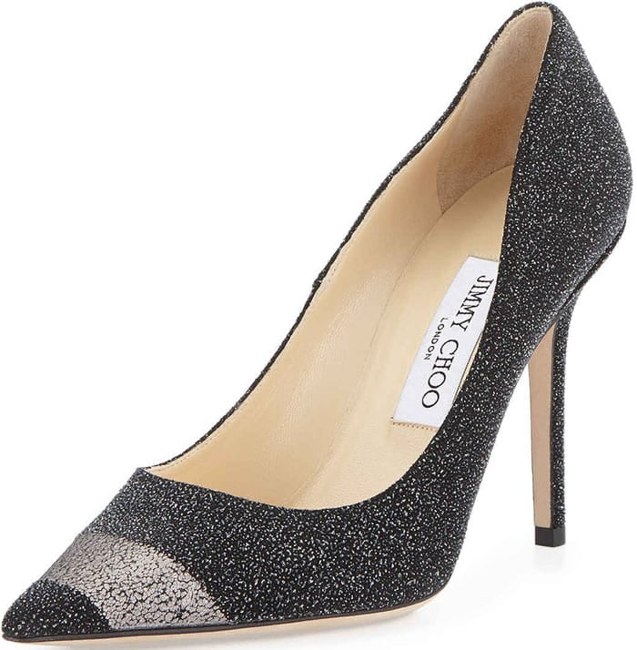 Jimmy Choo Abel Pixelated Leather Pump in Black/Gunmetal