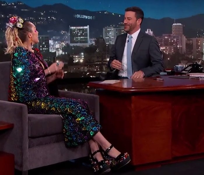 Miley Cyrus makes an appearance on Jimmy Kimmel Live!