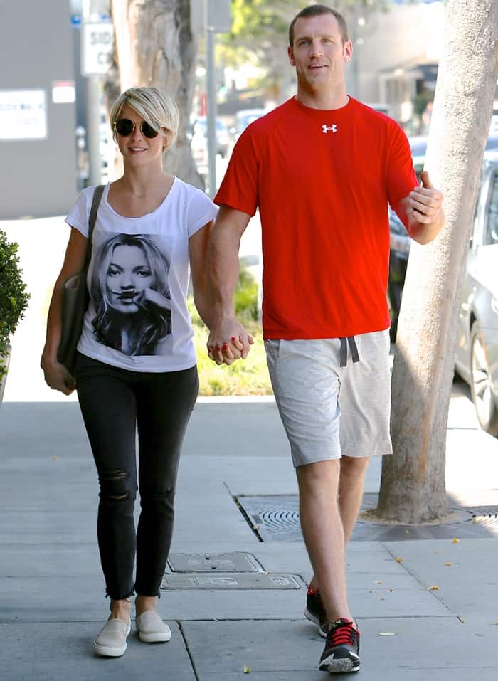 Julianne Hough and Brooks Laich share a romantic moment in Los Angeles on April 24, 2015, months before announcing their engagement
