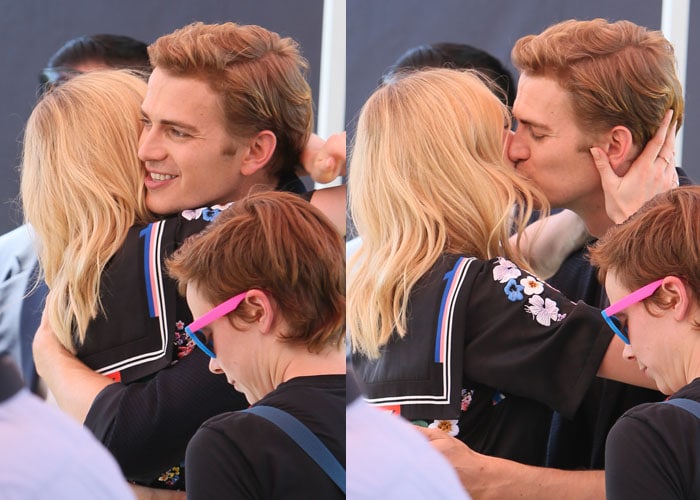 Kate Bosworth gets a kiss from her co-star Hayden Christensen