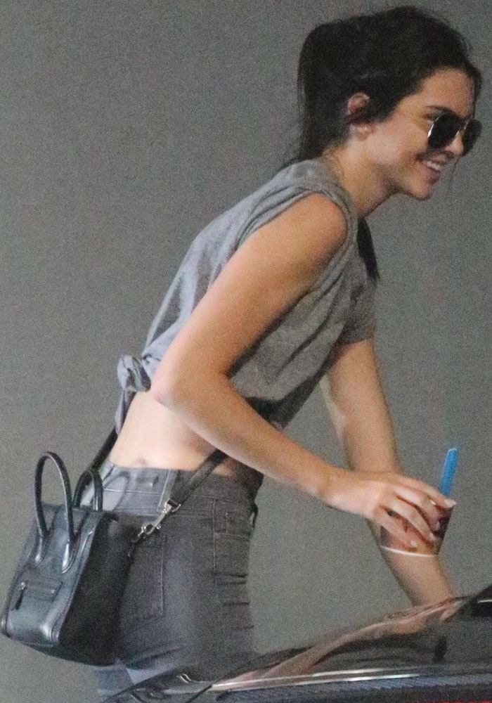 Kendall Jenner wears oversized aviator sunglasses