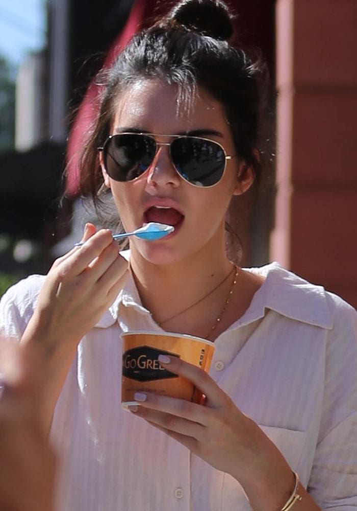 Kendall Jenner enjoys frozen yogurt from Go Greenly