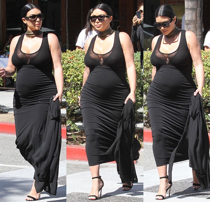 Kim Kardashian out for lunch with friends at La Scala in Beverly Hills, California, on August 24, 2015