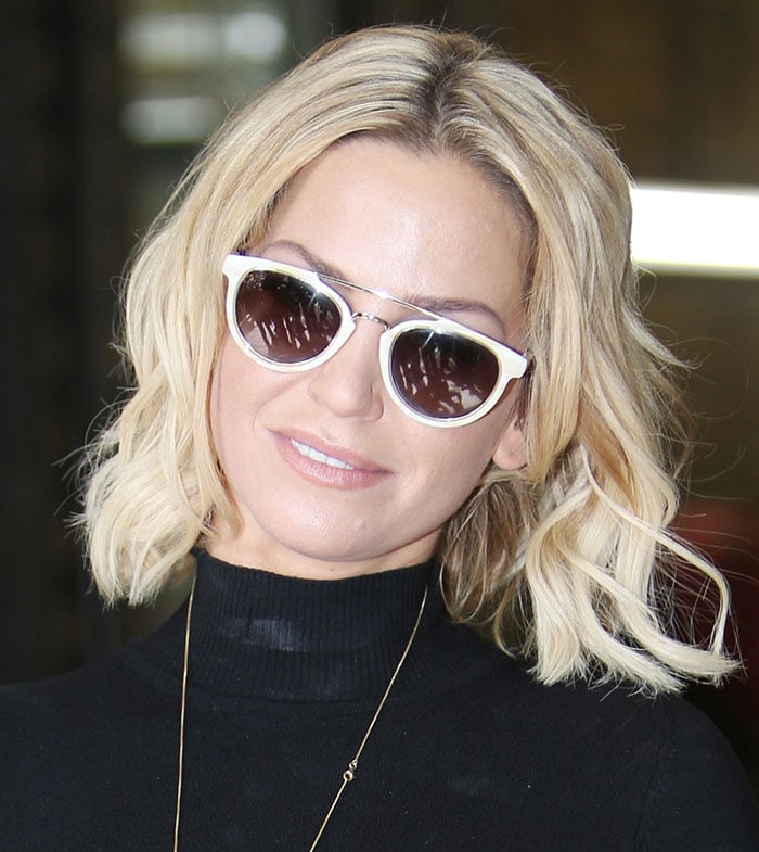 Sarah Harding arrives at the ITV Studios for an appearance on "This Morning"