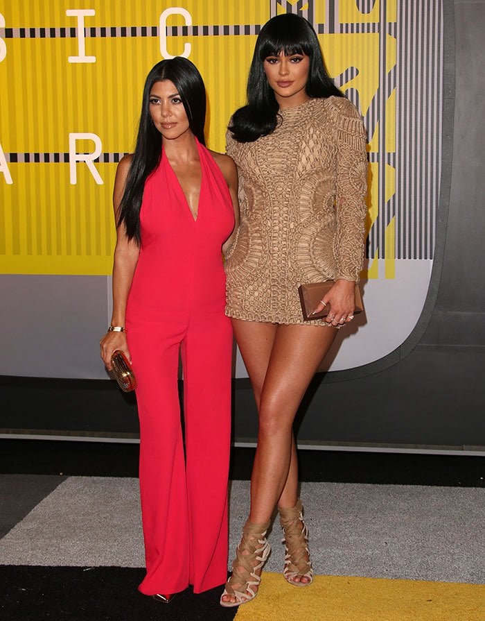 Kourtney Kardashian and Kylie Jenner attend the 2015 MTV Video Music Awards held August 30, 2015 at the Microsoft Theater in Los Angeles