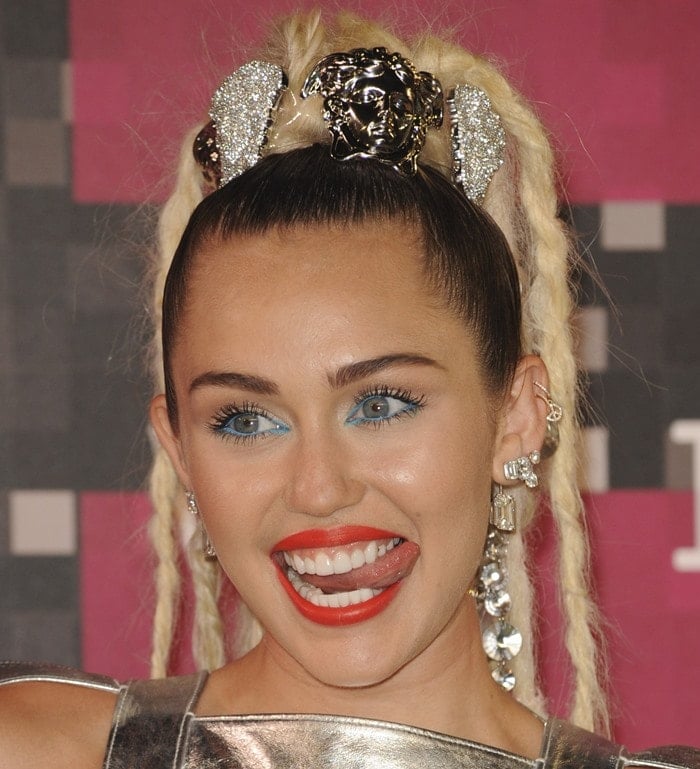 Miley Cyrus sticking out her tongue