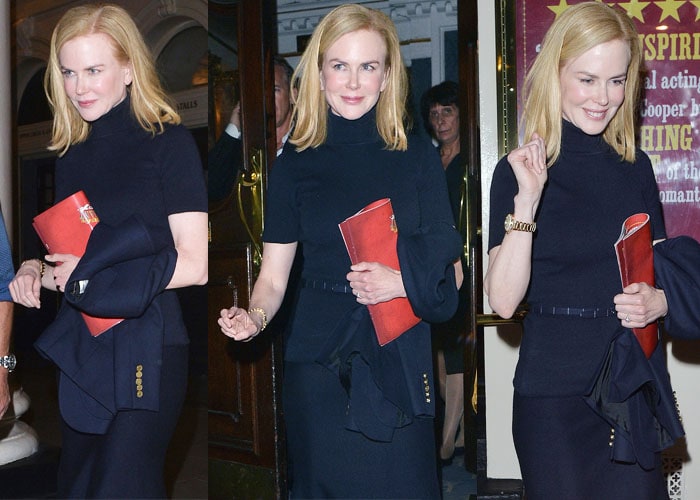 Nicole Kidman wore an all-blue skirt, top, and blazer ensemble