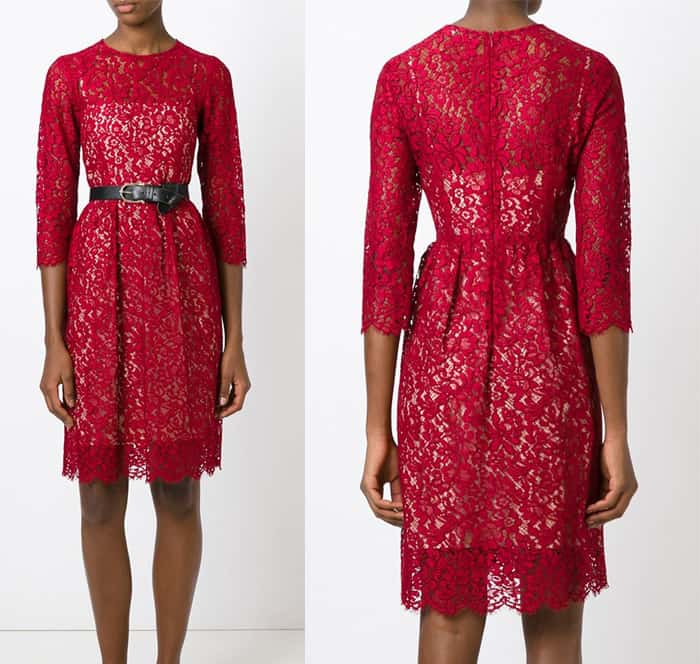 PAROSH Embroidered Floral Lace Dress