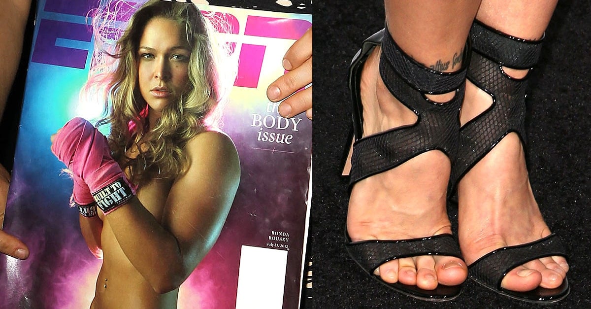 Ronda Rousey's Tattooed Feet and Sexy Legs in High Heel Shoes.