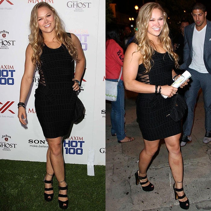 Ronda Rousey flaunts her incredible legs at the Maxim Hot 100 Party