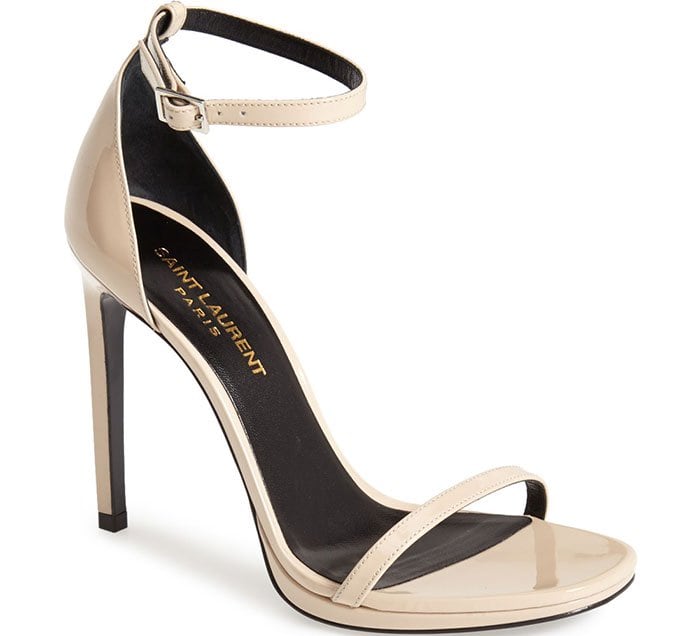 Saint Laurent Jane Patent Sandals Nude Powder