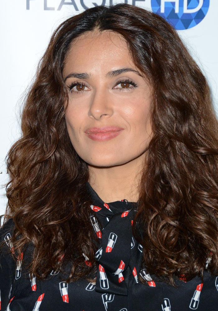 Salma Hayek promotes her new film The Prophet at the "A Mamarazzi Event"