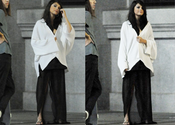 Selena Gomez filming late-night scenes for her new music video