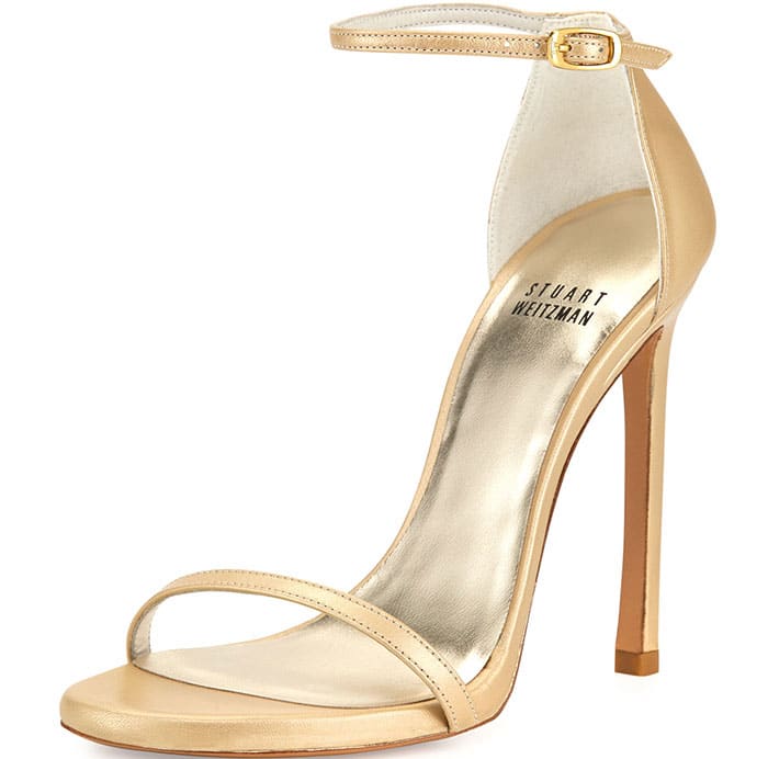 Stuart Weitzman Nudist Sandals Gold Satin