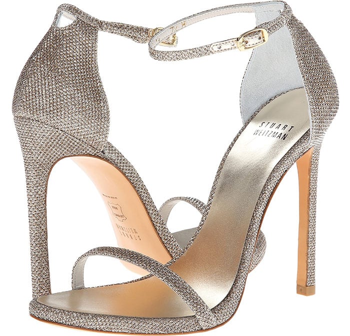 Stuart Weitzman "Nudist" Sandals in Platinum Noir