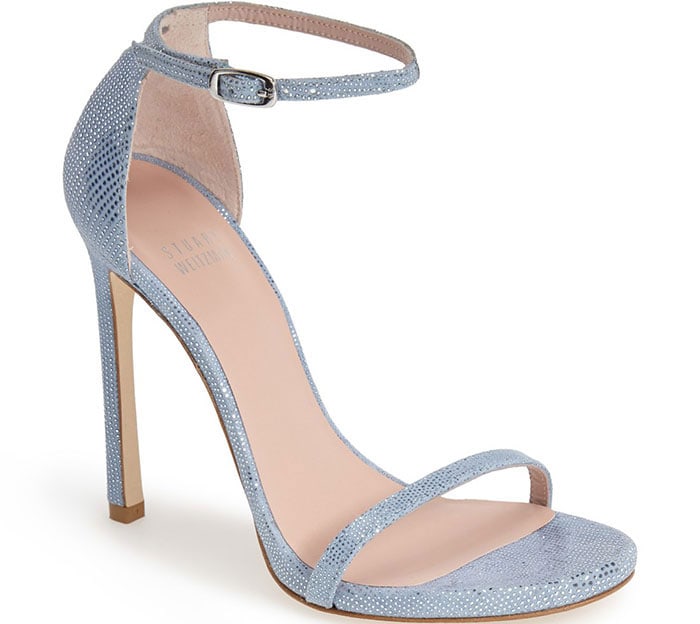 Stuart Weitzman Nudist Sandals Sky Goosebump Leather