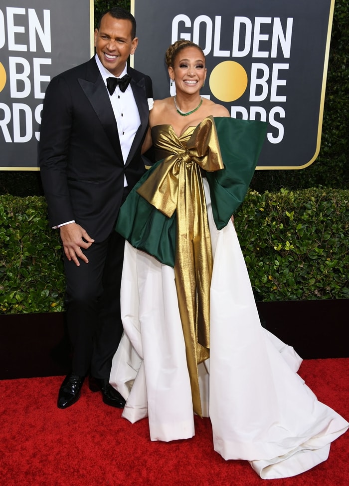 Alex Rodriguez and Jennifer Lopez arrive at the 2020 Golden Globe Awards