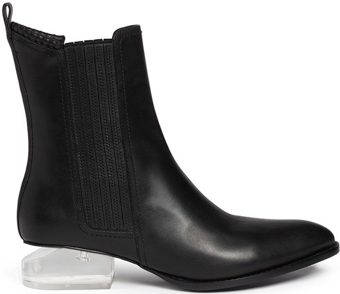 Alexander Wang "Anouck" Plexiglass Heel Leather Ankle Boots