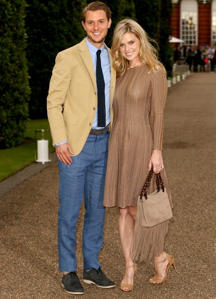 Alice Eve and Alex Cowper-Smith attend the Vogue and Ralph Lauren Wimbledon party