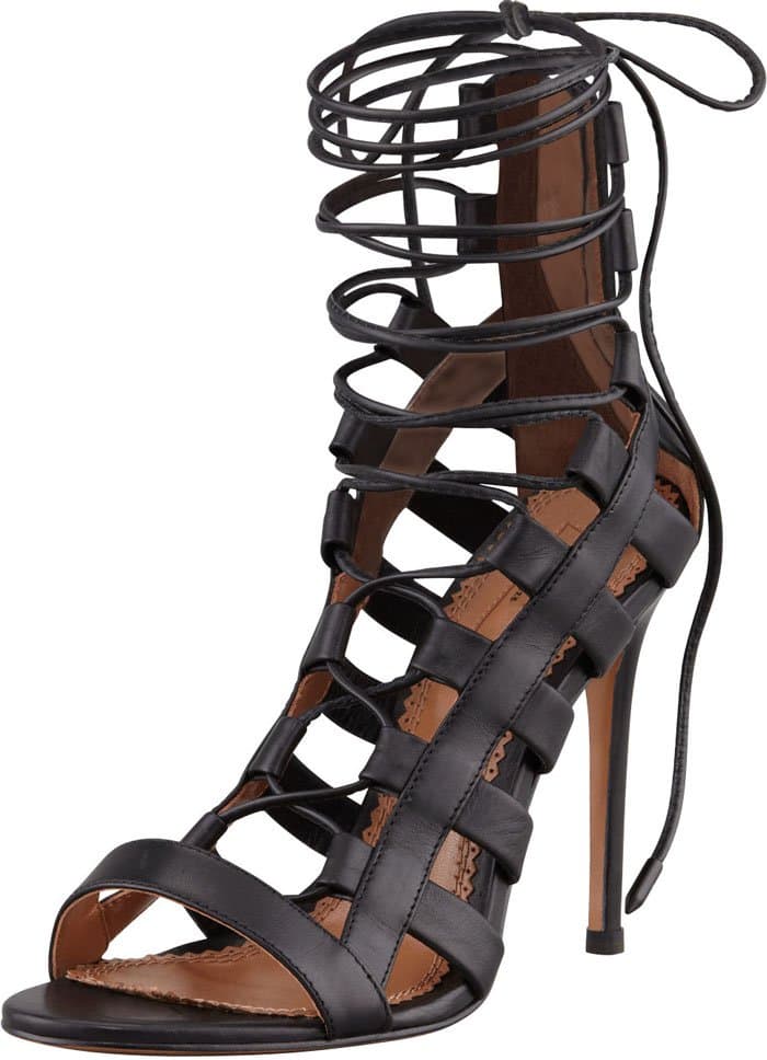 Aquazzura Amazon Lace-Up Ankle-Wrap Sandal