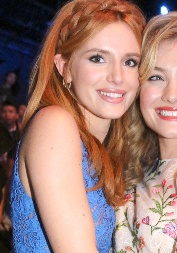 Bella Thorne and Skyler Samuels attend the Monique Lhuillier New York Fashion Week Spring 2016 show