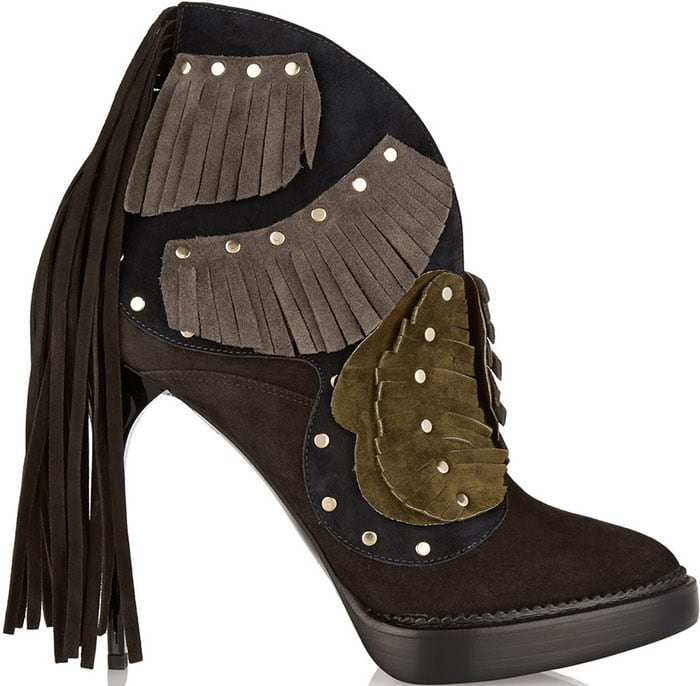 Burberry Lilybell Studded Fringed Suede Booties