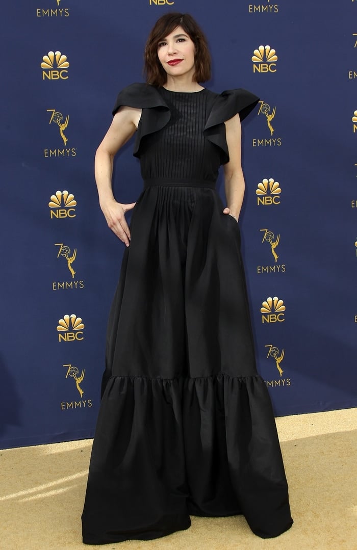 Taylor Schilling's rumored girlfriend/wife Carrie Brownstein attends the 70th Emmy Awards