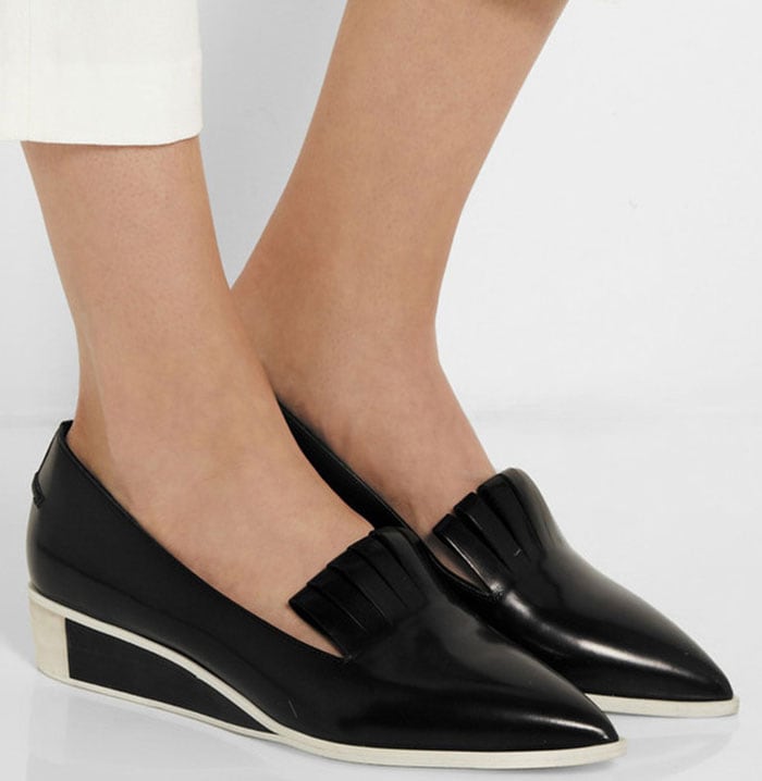 Chiko "Marissa" Pointed-Toe Low-Wedge Pumps