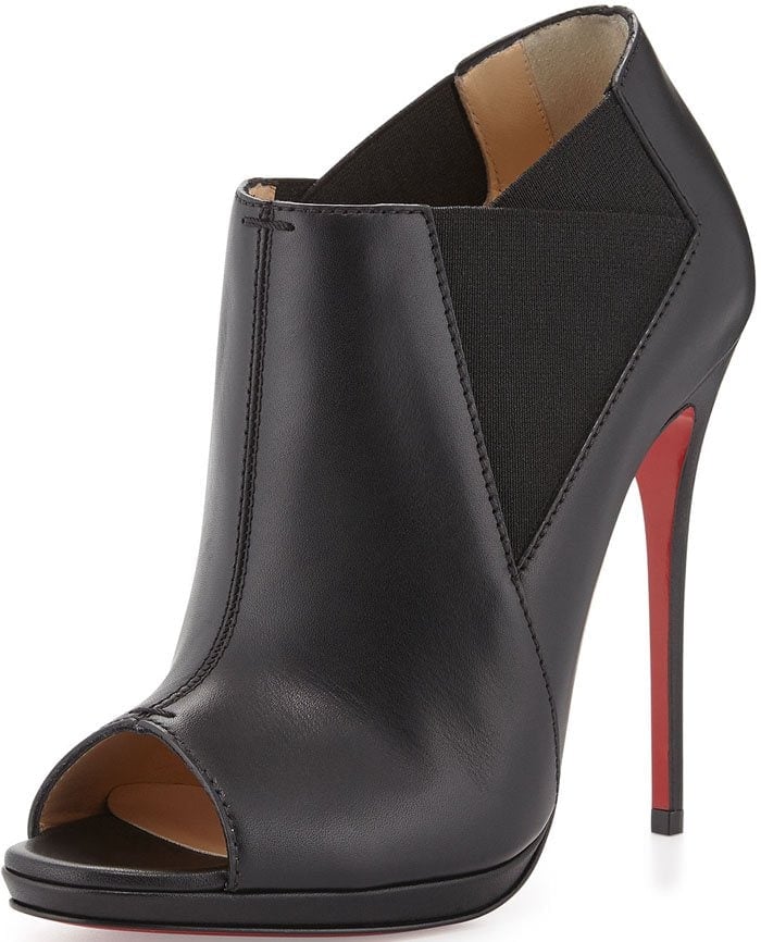 Christian Louboutin "Bootstagram" Red Sole Peep-Toe Bootie in Black