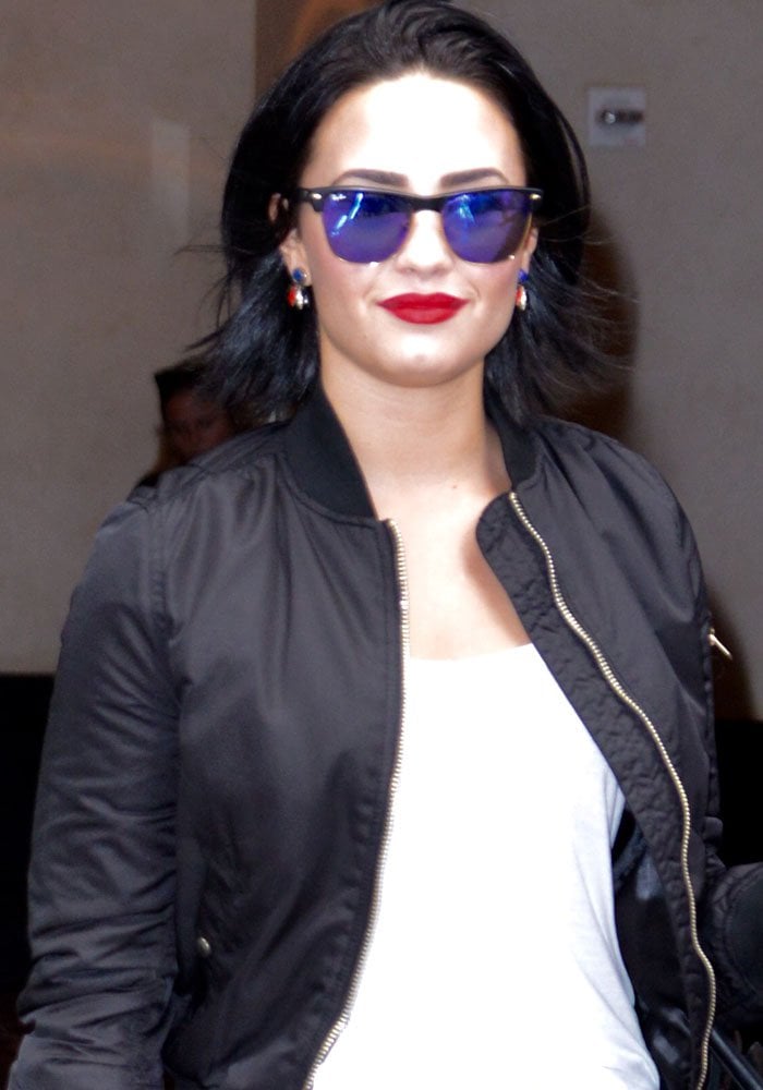 Demi Lovato exits her hotel in Manhattan