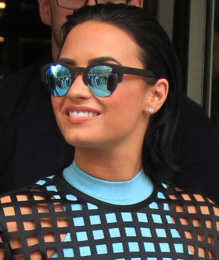 Demi Lovato promotes her new album, "Confident," at NRJ Radio Studios