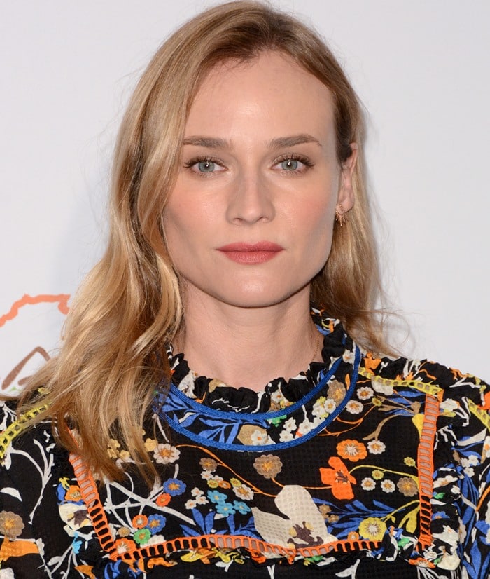Diane Kruger in a long sleeve Preen by Thornton Bregazzi silk "Bridgite" dress